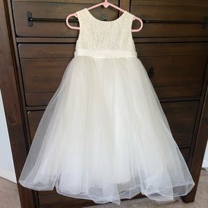 Flower girl dress with heart detail on back